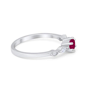 Petite Dainty Engagement Ring Marquise Simulated Ruby CZ 925 Sterling Silver